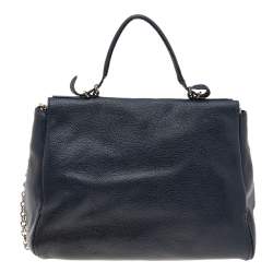 Carolina Herrera Navy Blue Leather Minuetto Top Handle Bag