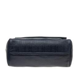 Carolina Herrera Navy Blue Leather Minuetto Top Handle Bag