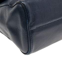 Carolina Herrera Navy Blue Leather Minuetto Top Handle Bag