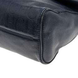Carolina Herrera Navy Blue Leather Minuetto Top Handle Bag