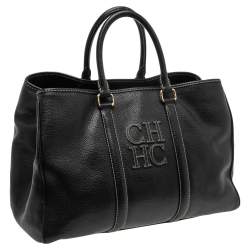 Pre Owned Carolina Herrera Black Leather Large Matteo Tote