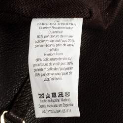 Pre Owned Carolina Herrera Dark Brown Signature Coated Canvas and Leather Carry on Shoulder Bag