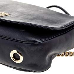 Pre Owned Carolina Herrera Black Leather Chain Flap Shoulder Bag