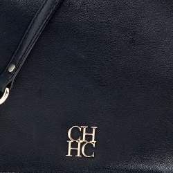 Pre Owned Carolina Herrera Black Leather Chain Flap Shoulder Bag