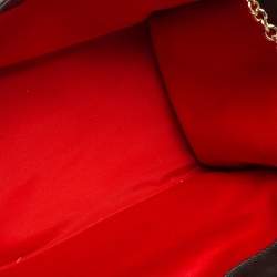 Pre Owned Carolina Herrera White/Dark Brown Signature Coated Canvas Front Pocket Tote