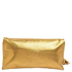 Pre Owned Carolina Herrera Metallic Gold Leather Tassel Chain Crossbody Bag