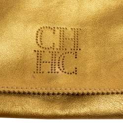 Pre Owned Carolina Herrera Metallic Gold Leather Tassel Chain Crossbody Bag