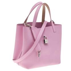 Pre Owned Carolina Herrera Pink Leather XS Matryoshka Locked Tote