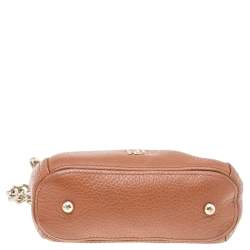 Pre Owned Carolina Herrera Brown Leather Chain Tassel Crossbody Bag