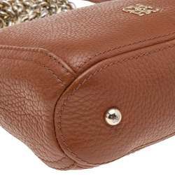 Pre Owned Carolina Herrera Brown Leather Chain Tassel Crossbody Bag