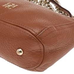 Pre Owned Carolina Herrera Brown Leather Chain Tassel Crossbody Bag