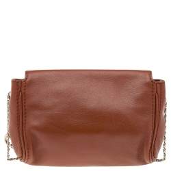 Pre Owned Carolina Herrera Brown Leather Crossbody Bag