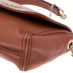 Pre Owned Carolina Herrera Brown Leather Crossbody Bag