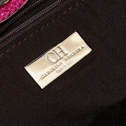 Pre Owned Carolina Herrera Pink Monogram Embossed Leather Audrey Tote