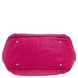 Pre Owned Carolina Herrera Pink Monogram Embossed Leather Audrey Tote