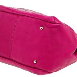 Pre Owned Carolina Herrera Pink Monogram Embossed Leather Audrey Tote