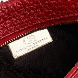 Pre Owned Carolina Herrera Red Leather Tassel Crossbody Bag