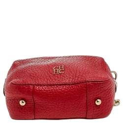 Pre Owned Carolina Herrera Red Leather Tassel Crossbody Bag
