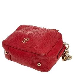 Pre Owned Carolina Herrera Red Leather Tassel Crossbody Bag