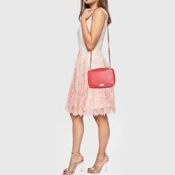 Pre Owned Carolina Herrera Red Leather Flap Shoulder Bag