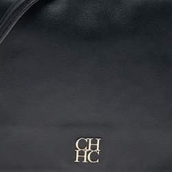Pre Owned Carolina Herrera Black Leather Flap Shoulder Bag