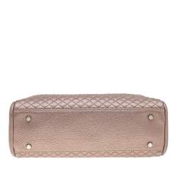 Pre Owned Carolina Herrera Metallic Rose Gold Micro Quilted Leather Chain Tote