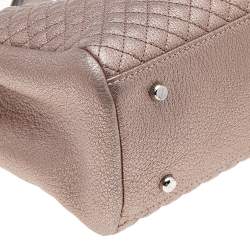 Pre Owned Carolina Herrera Metallic Rose Gold Micro Quilted Leather Chain Tote