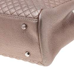 Pre Owned Carolina Herrera Metallic Rose Gold Micro Quilted Leather Chain Tote