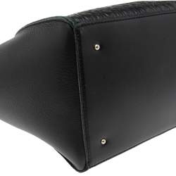 Pre Owned Carolina Herrera Black Monogram Embossed Leather Vendome Tote