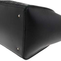 Pre Owned Carolina Herrera Black Monogram Embossed Leather Vendome Tote