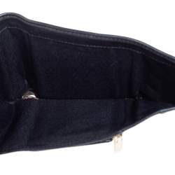 Pre Owned Carolina Herrera Black Quilted Leather Trifold Compact Wallet