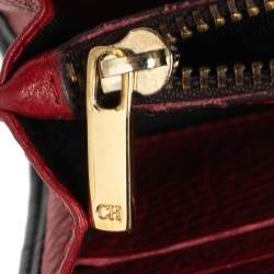 Pre Owned Carolina Herrera Black Monogram Embossed Leather Flap Continental Wallet