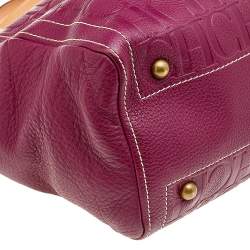 Pre Owned Carolina Herrera Purple Monogram Embossed Leather Andy Tote