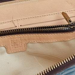 Pre Owned Carolina Herrera Blue Monogram Embossed Leather Zip Around Wallet
