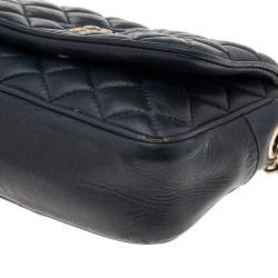 Pre Owned Carolina Herrera Black Quilted Leather Chain Shoulder Bag