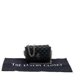 Pre Owned Carolina Herrera Black Quilted Leather Chain Shoulder Bag