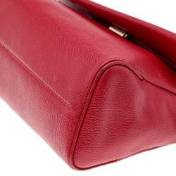Pre Owned Carolina Herrera Red Leather Minuetto Flap Top Handle Bag
