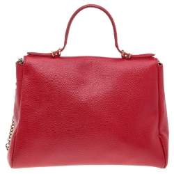 Pre Owned Carolina Herrera Red Leather Minuetto Flap Top Handle Bag