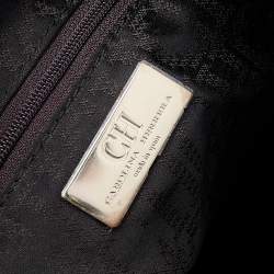 Pre Owned Carolina Herrera Orange Leather Zip Chain Hobo