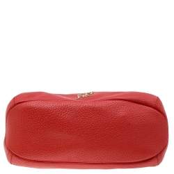 Pre Owned Carolina Herrera Orange Leather Zip Chain Hobo