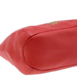 Pre Owned Carolina Herrera Orange Leather Zip Chain Hobo