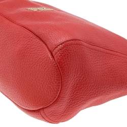 Pre Owned Carolina Herrera Orange Leather Zip Chain Hobo