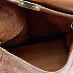Pre Owned حقيبة كارولينا هيريرا مينوتو جلد بني بيد علوية