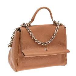 Pre Owned حقيبة كارولينا هيريرا مينوتو جلد بني بيد علوية