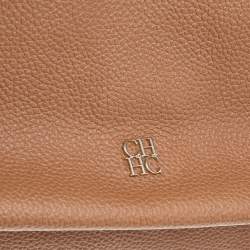 Pre Owned حقيبة كارولينا هيريرا مينوتو جلد بني بيد علوية