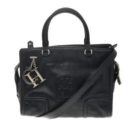 Pre Owned Carolina Herrera Black Leather CHCH Logo Tote