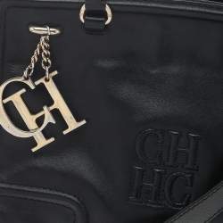 Pre Owned Carolina Herrera Black Leather CHCH Logo Tote