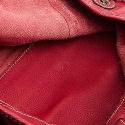 Pre Owned Carolina Herrera Red Monogram Embossed Leather Chain Tote