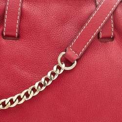 Pre Owned Carolina Herrera Red Monogram Embossed Leather Chain Tote