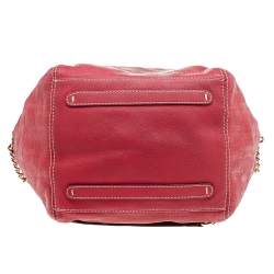 Pre Owned Carolina Herrera Red Monogram Embossed Leather Chain Tote